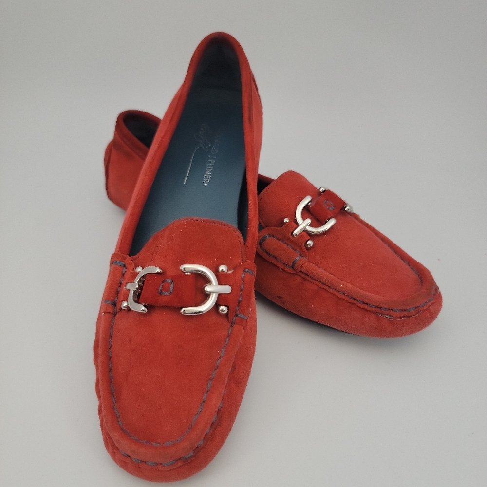 Donald J Pilner RED Viky Suede Driving Loafers size 6.5